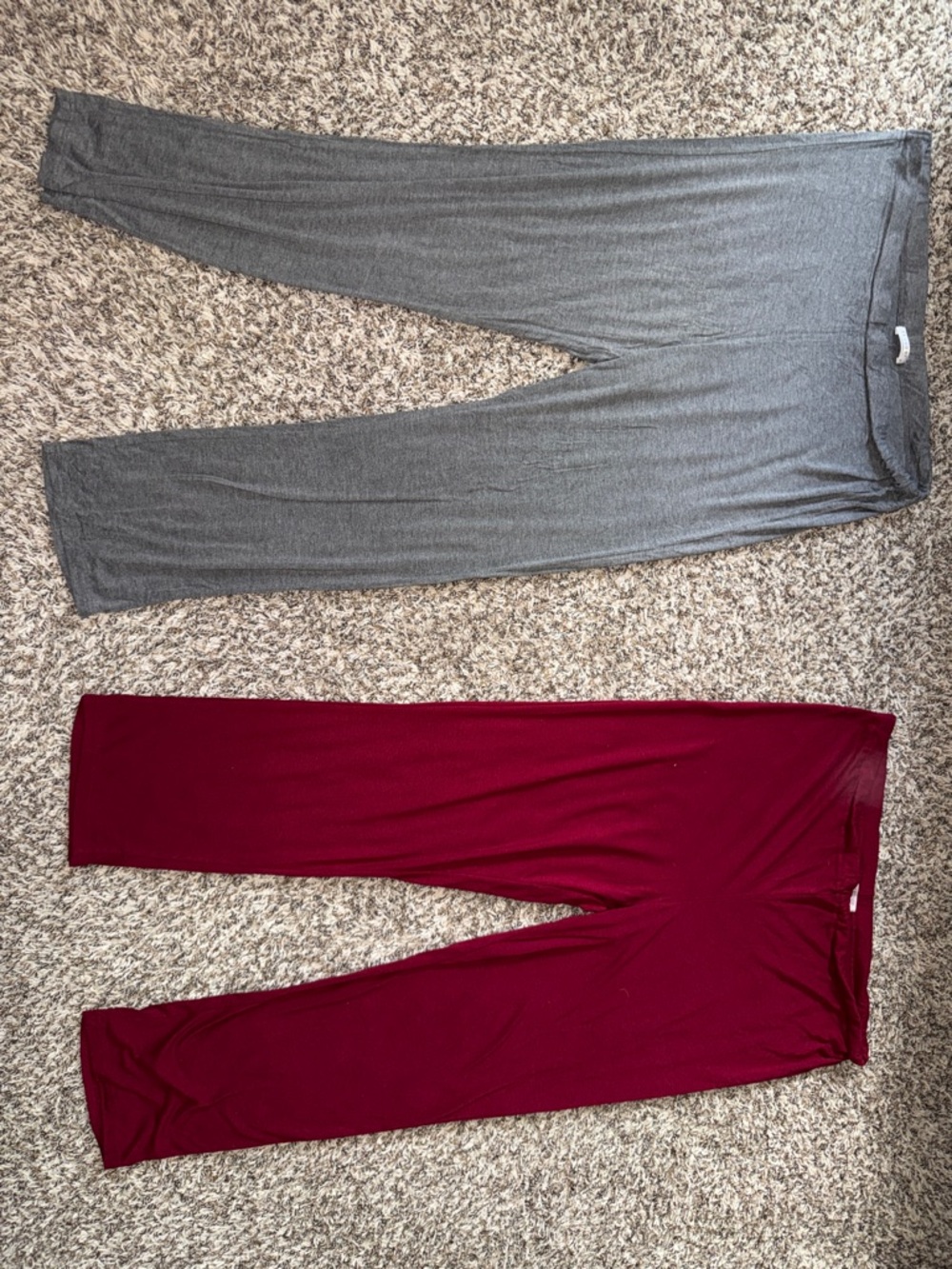 Ekouaer maternity Stretch Pajama Pants - Gray & Burgundy small